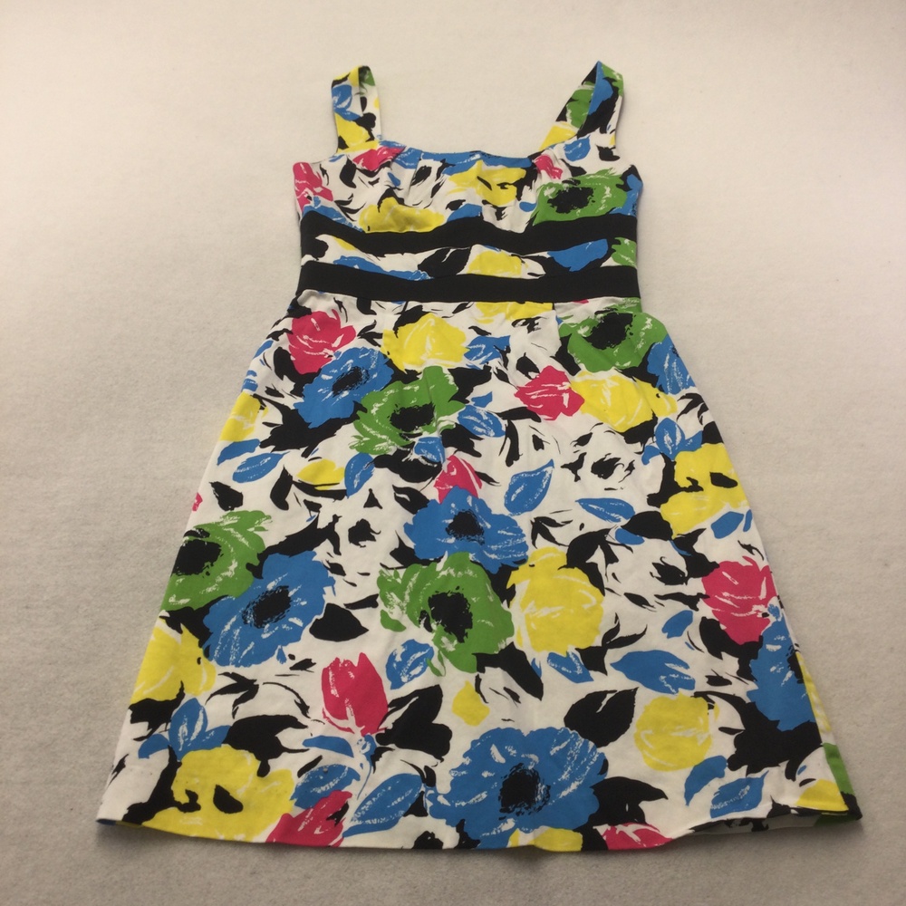 Donna Ricco Dress Womens 6 Multicolor Floral Fit & Flare Sundress Lined Summer